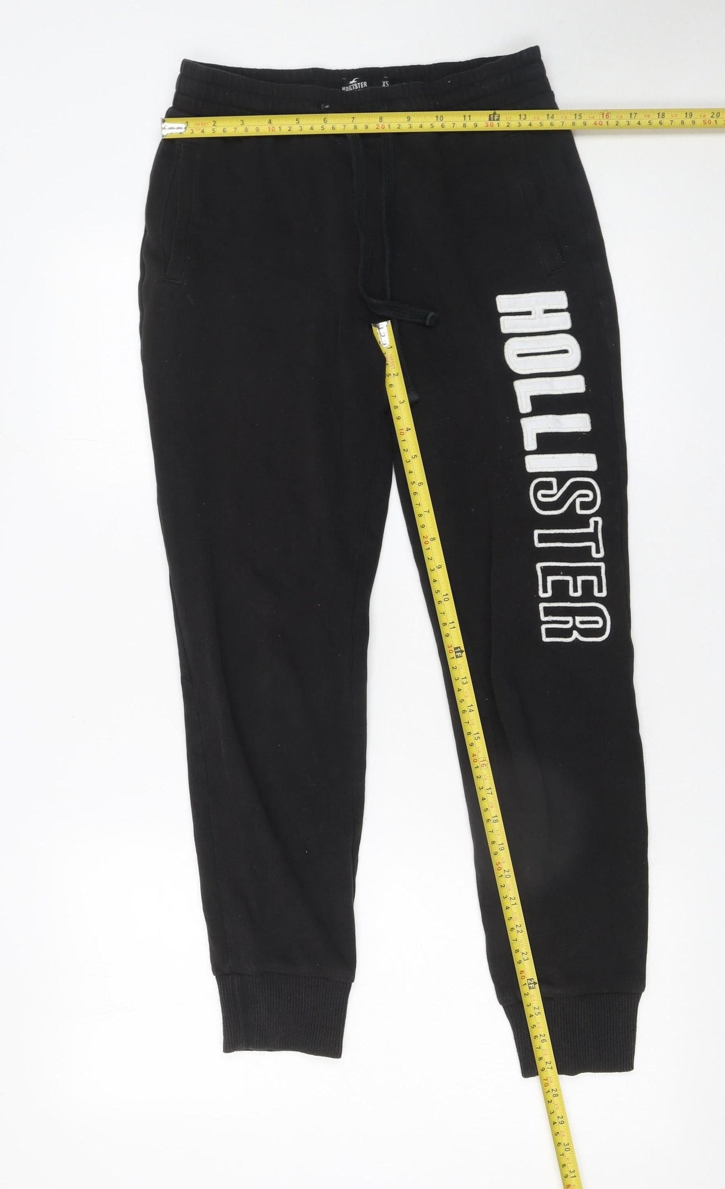 Hollister Womens Black Jogger Trousers XS Fleece Logo Casual