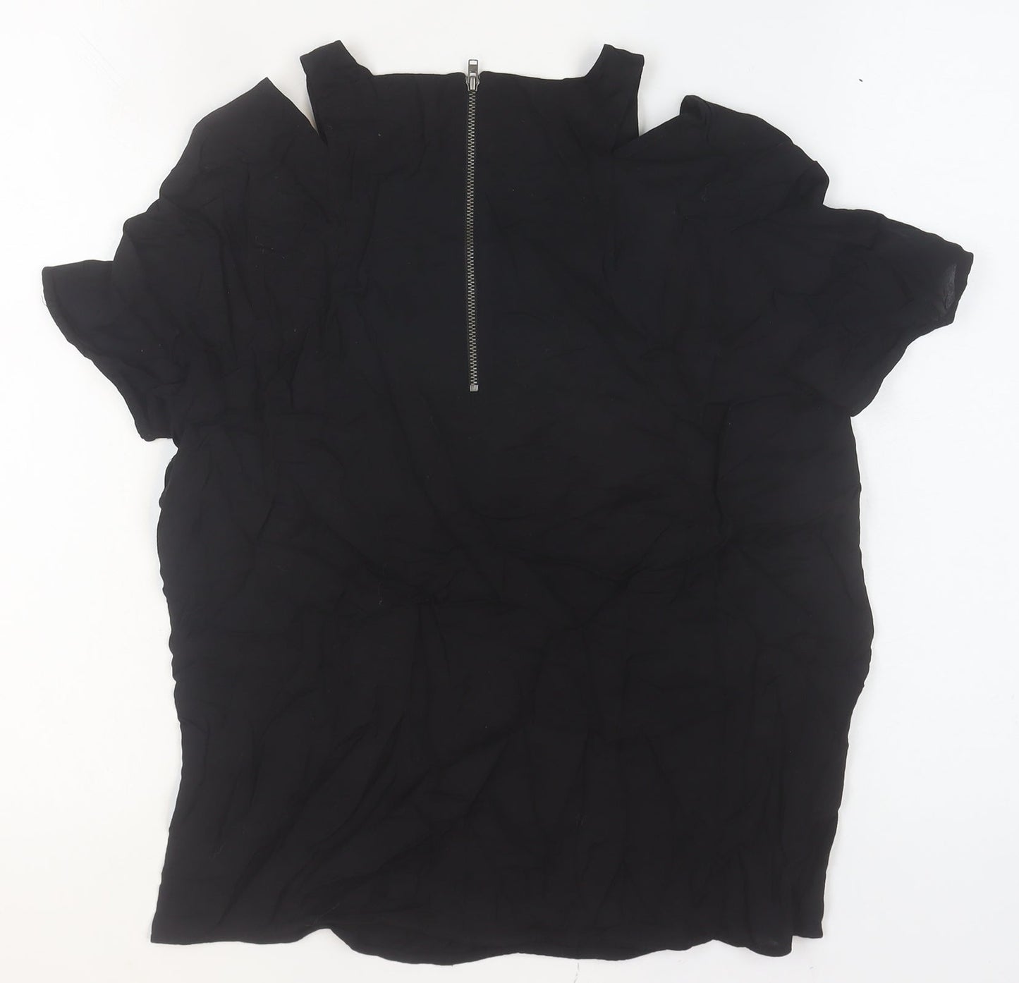 & Other Stories Women's Black Viscose Blouse Size 10 Zip Back Top