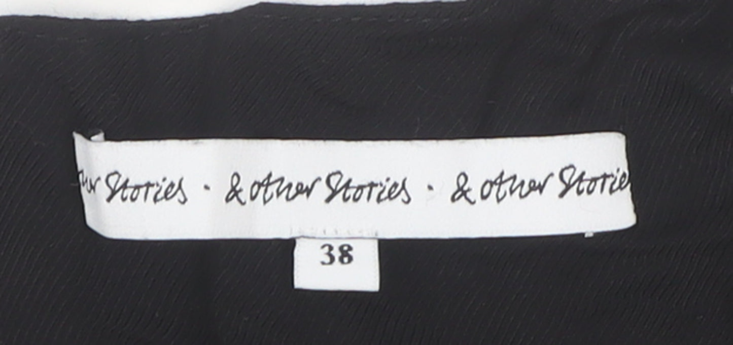 & Other Stories Women's Black Viscose Blouse Size 10 Zip Back Top