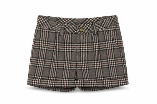 Tyess Girls Brown Check Chino Shorts Size 10A 140cm 100% Cotton