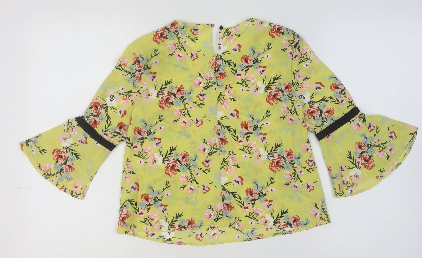Miss Selfridge Women’s Yellow Floral Bell Sleeve Tunic Blouse UK 6
