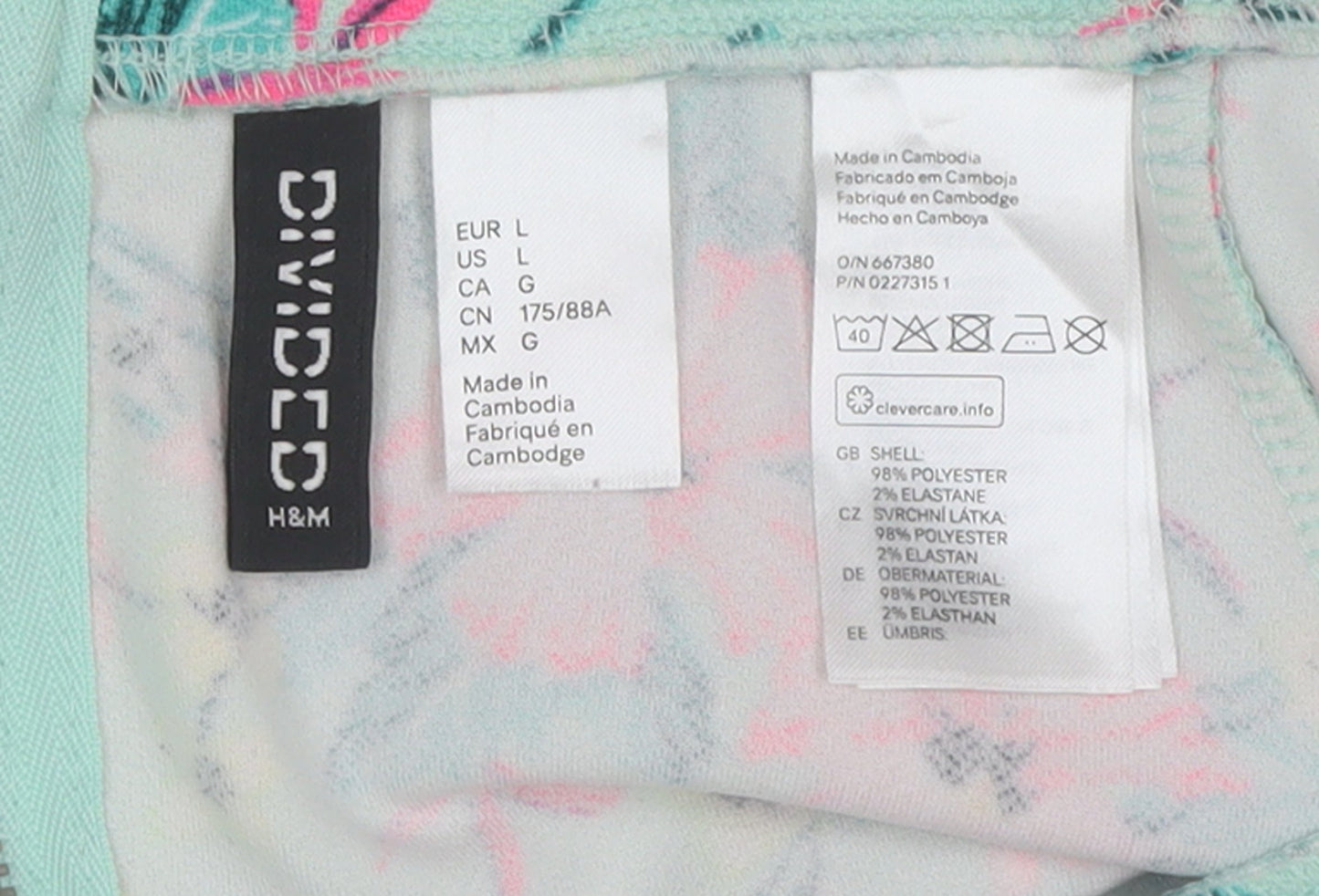H&M Divided Women's L Floral A-Line Short Skirt Mint Green