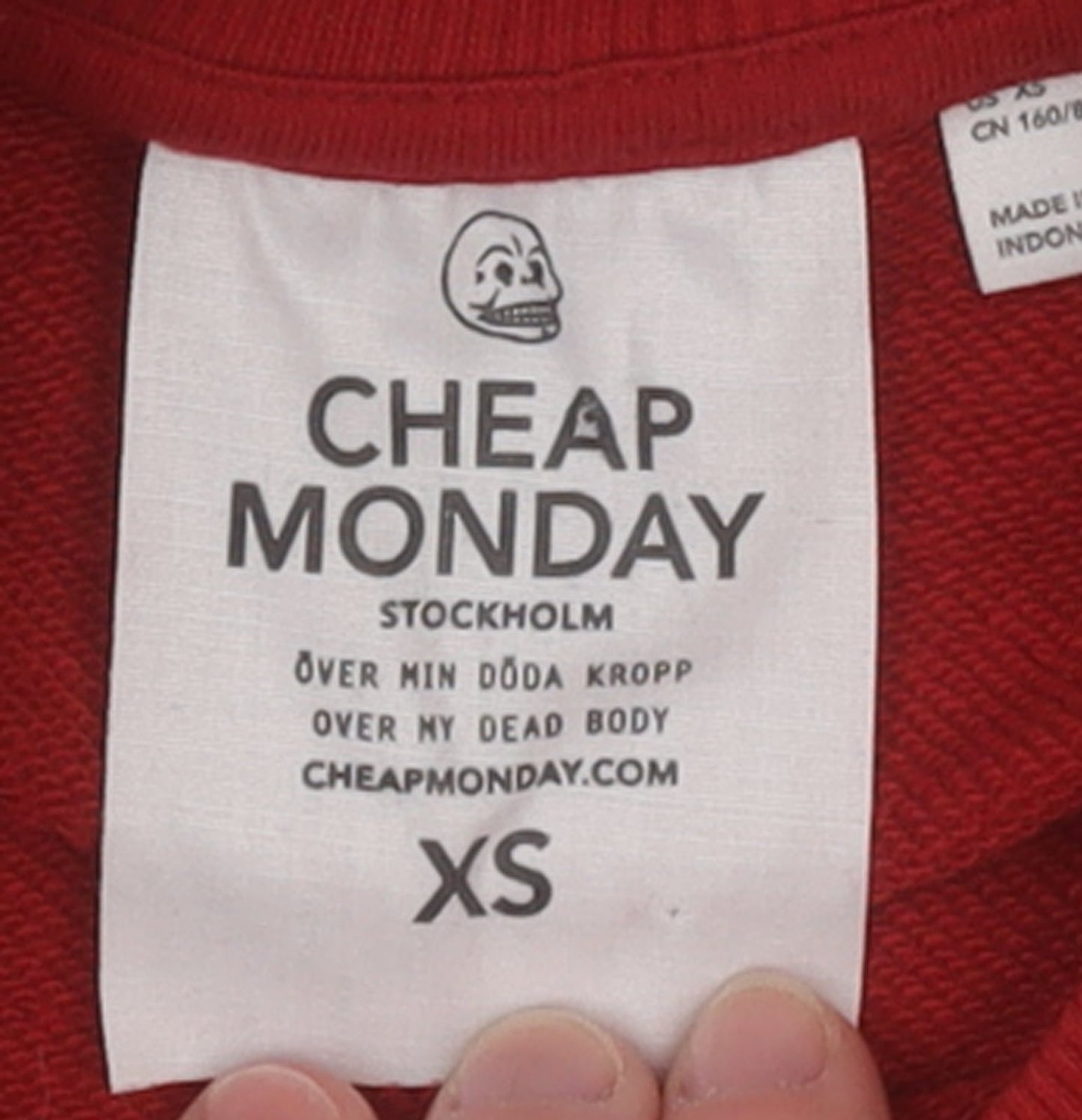 Cheap Monday Women Red XS Pullover Sweatshirt Crew Neck Cotton Blend
