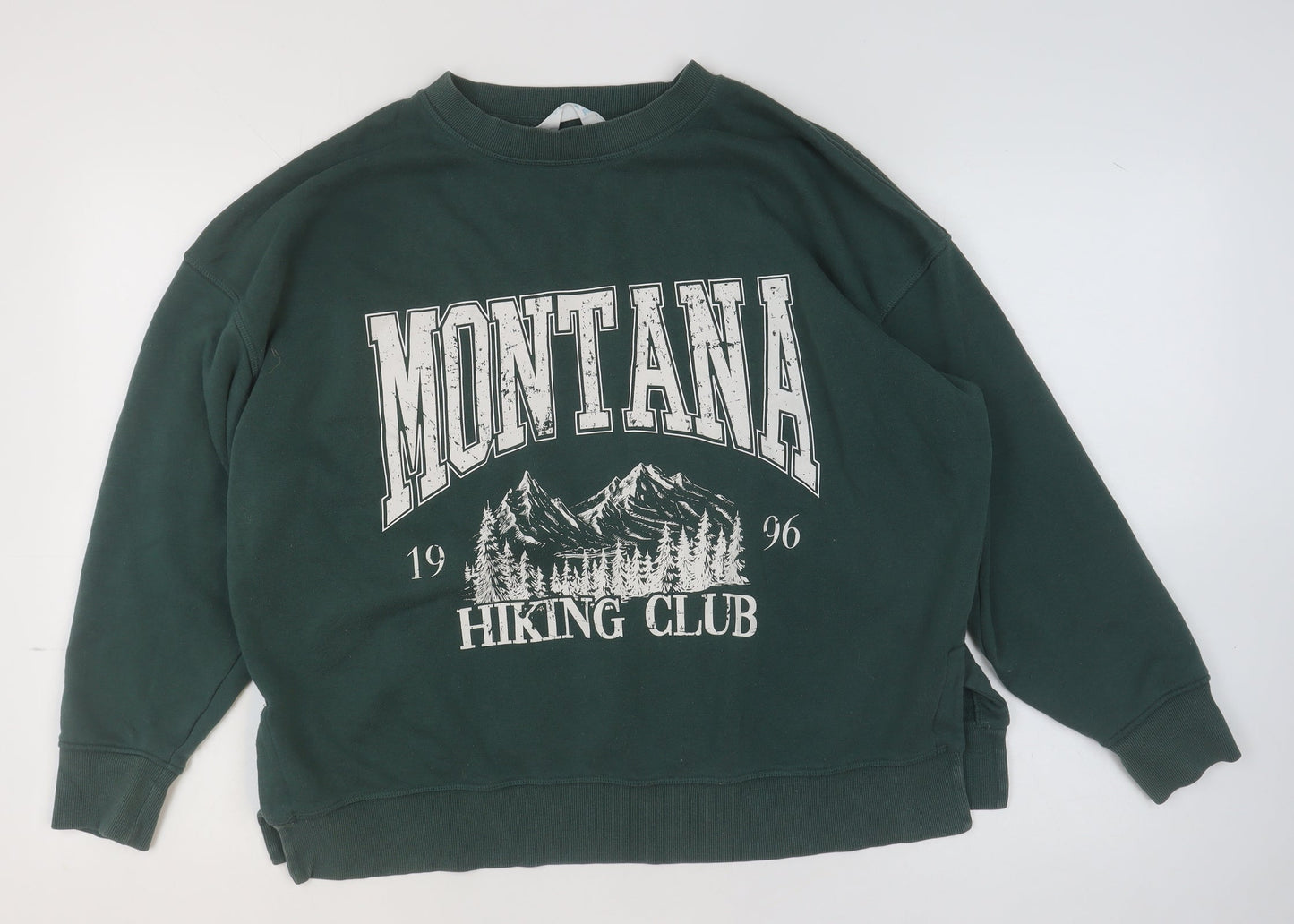 Primark Women Dark Green Montana Hiking Club Pullover Sweatshirt M