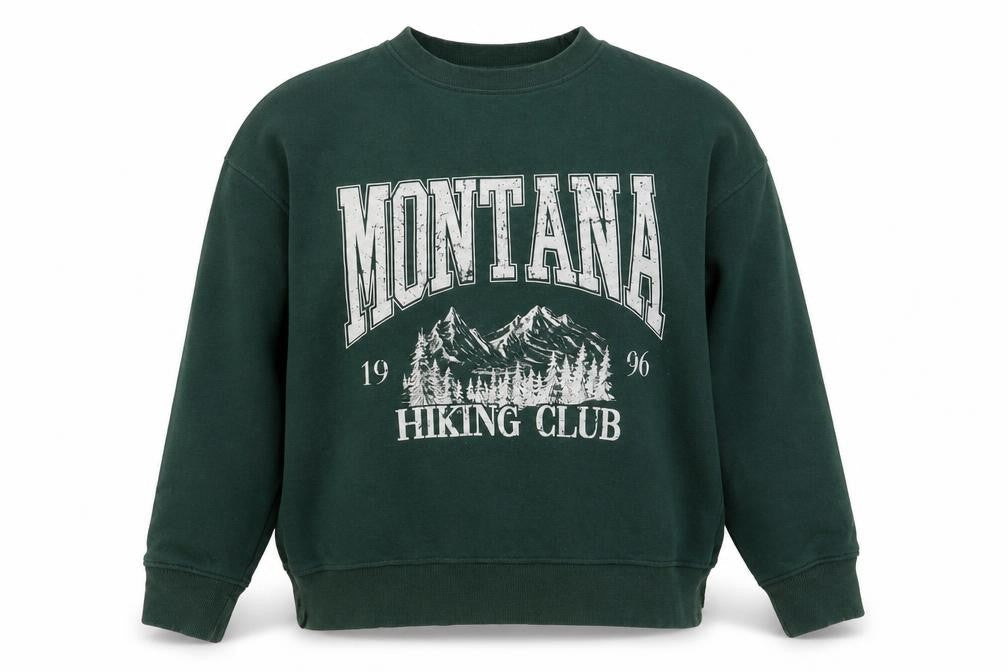 Primark Women Dark Green Montana Hiking Club Pullover Sweatshirt M