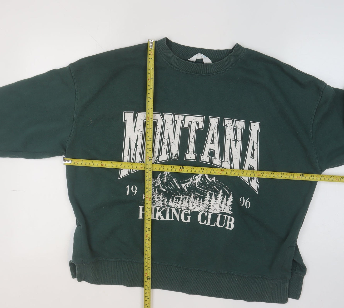 Primark Women Dark Green Montana Hiking Club Pullover Sweatshirt M
