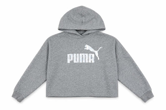 Puma Girls Grey Logo Pullover Hoodie 14-15 Years Fleece Sweatshirt