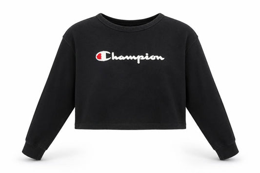 Champion Women Black Cropped Pullover Sweatshirt Medium