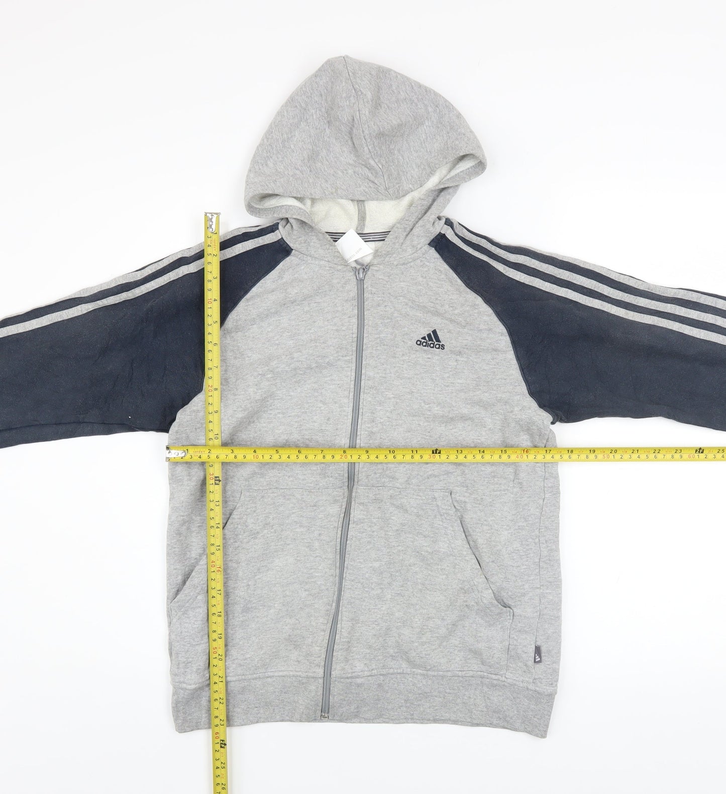 Adidas Teens Grey Full Zip Hoodie L Sports Cotton Blend