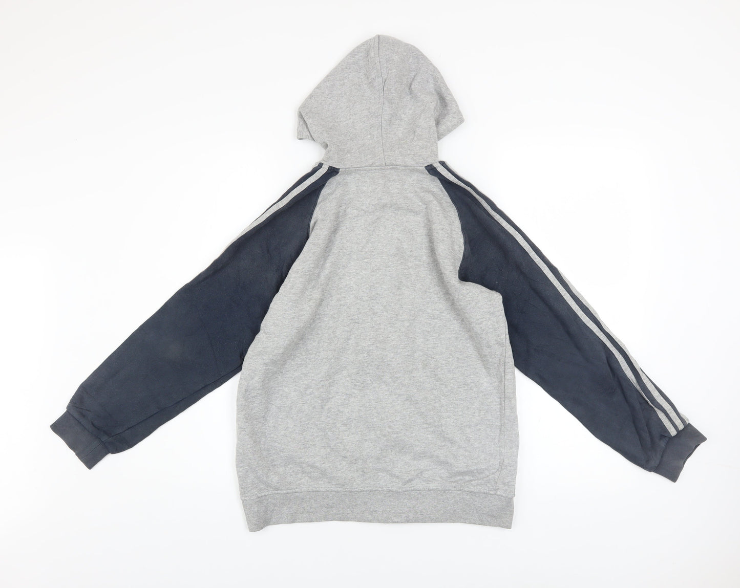 Adidas Teens Grey Full Zip Hoodie L Sports Cotton Blend