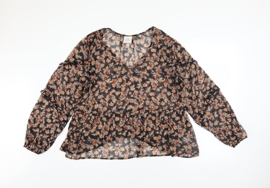 Knox Rose Women's Multicoloured Floral Chiffon Tunic Blouse Size L