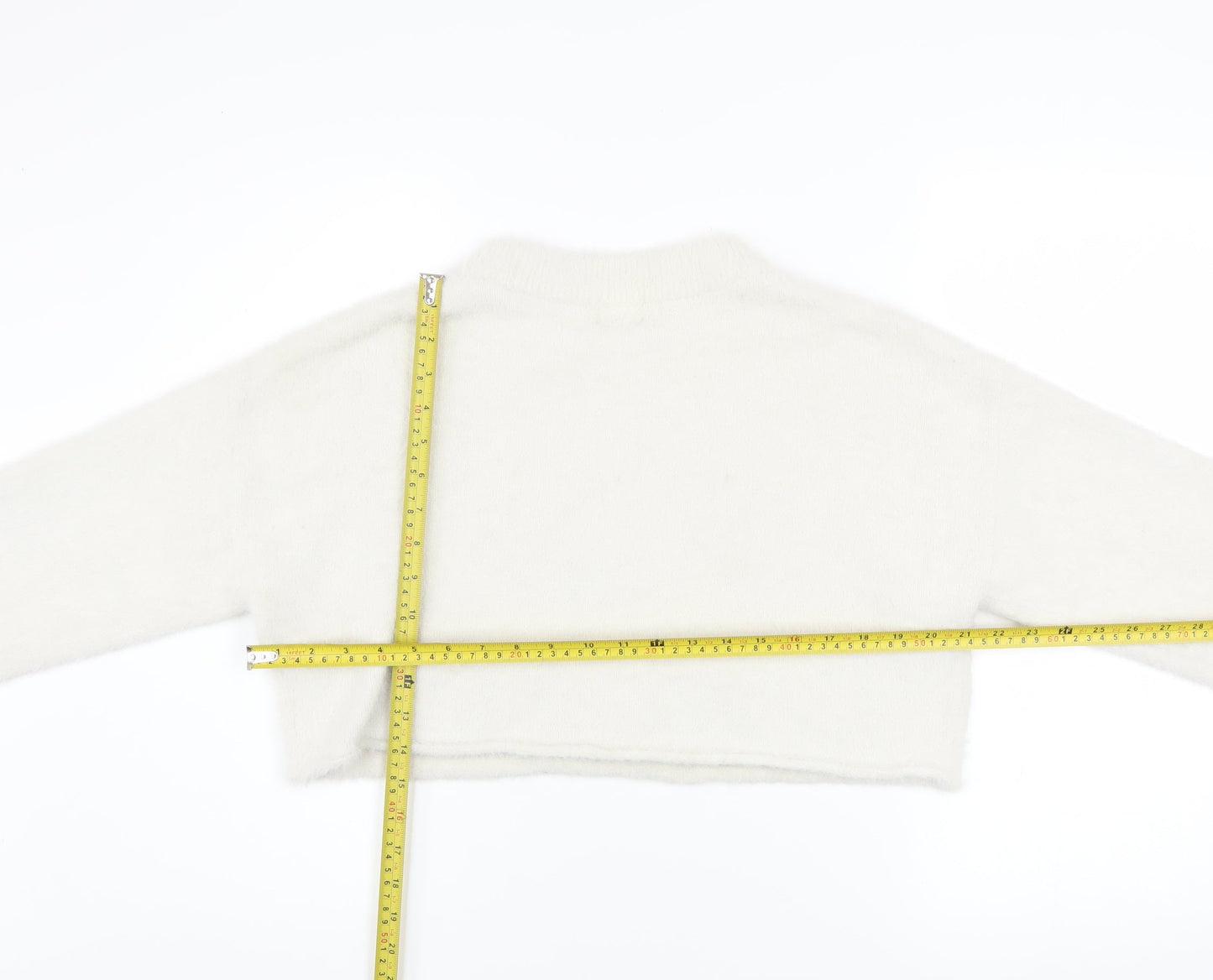H&M Women’s White Crew Neck Long Sleeve Pullover Jumper Size M