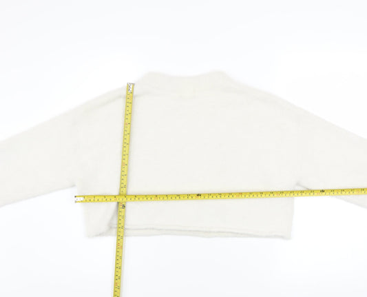 H&M Women’s White Crew Neck Long Sleeve Pullover Jumper Size M