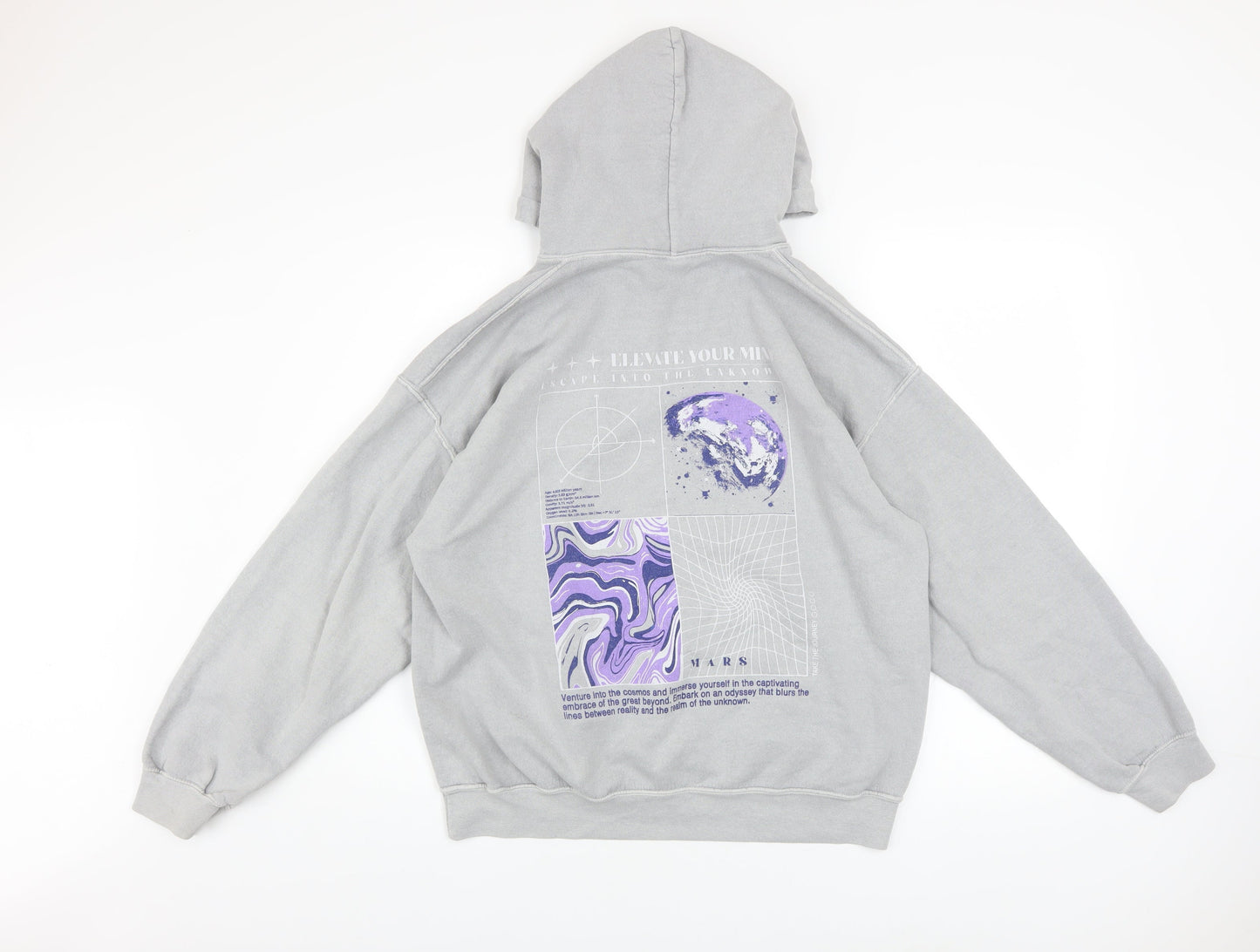 Urban Outfitters Men's Grey Relaxed Fit Space Graphic Pullover Hoodie S