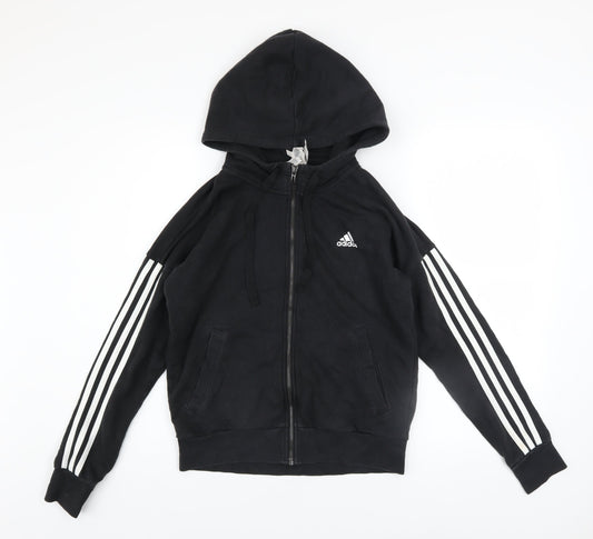 Adidas Womens Black Full Zip Hoodie Size S Hooded Sweatshirt