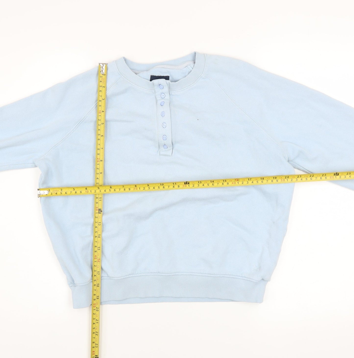 Crew Clothing Company Women Blue Henley Sweatshirt Size 6 Cotton