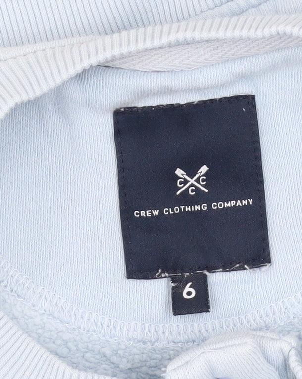 Crew Clothing Company Women Blue Henley Sweatshirt Size 6 Cotton