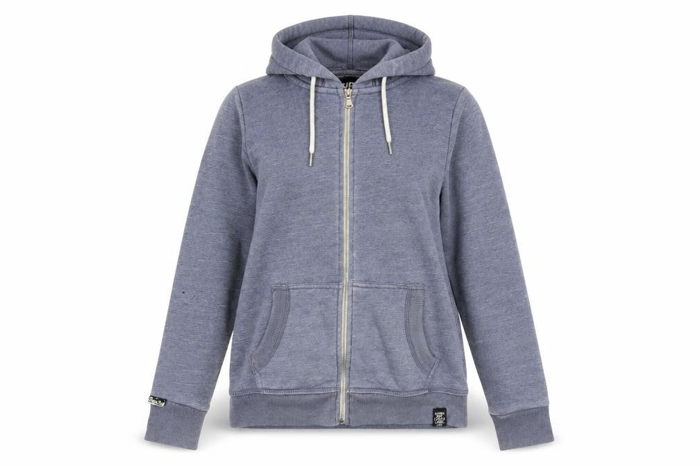 Superdry Women Blue Full Zip Hoodie L Cotton Blend Casual