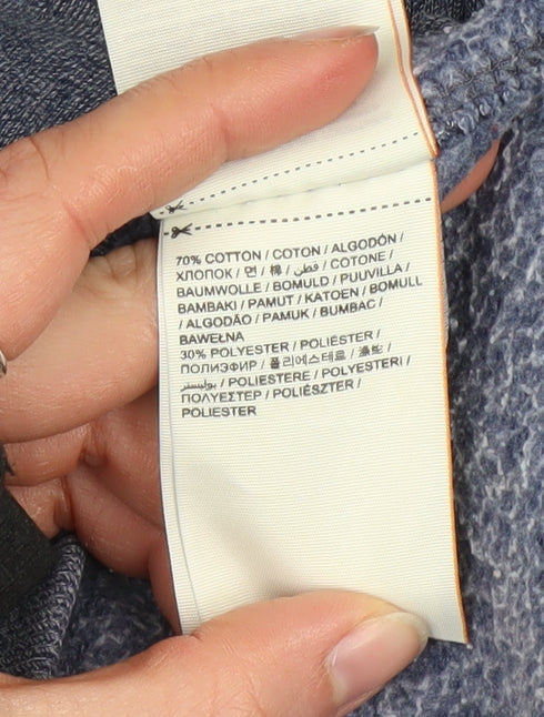 Superdry Women Blue Full Zip Hoodie L Cotton Blend Casual