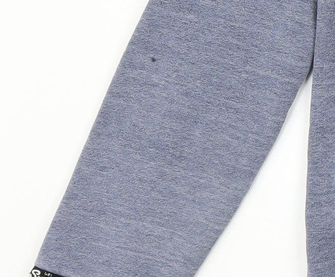 Superdry Women Blue Full Zip Hoodie L Cotton Blend Casual