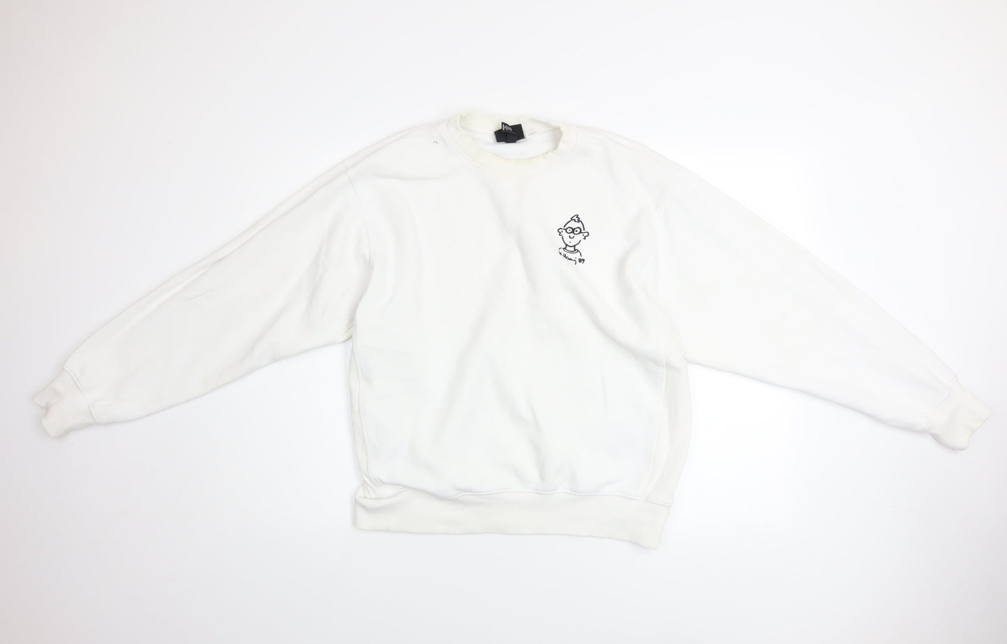 H&M Men’s White Keith Haring Pullover Sweatshirt Size S Oversized Fit