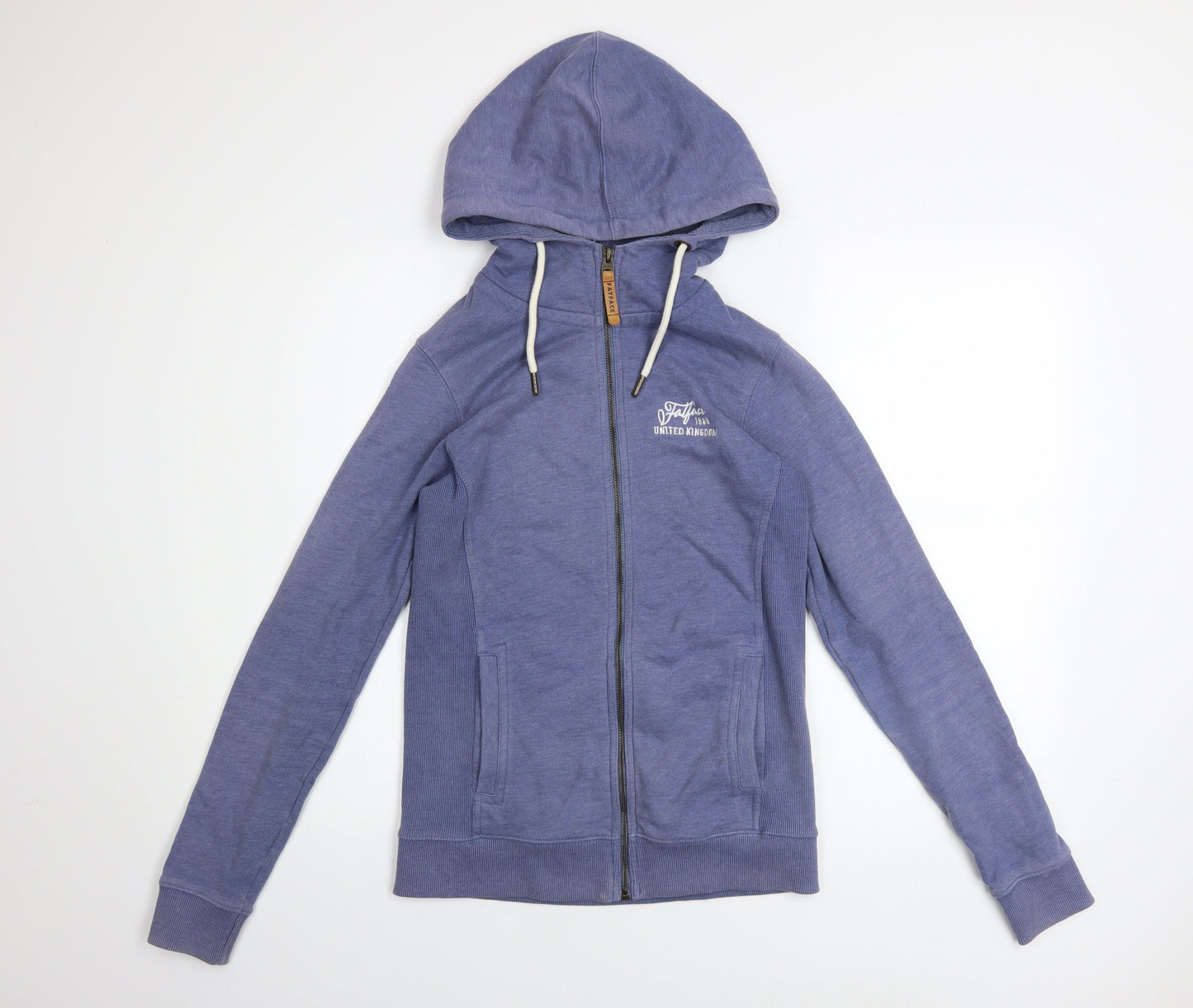 FatFace Women Blue Full Zip Hoodie Size 8 Cotton Blend Casual