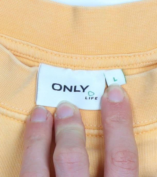 ONLY Life Women's Yellow Crew Neck Pullover Sweatshirt Size L