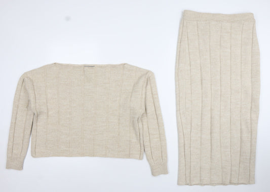 ASOS Womens Beige Knit Midi Skirt Set Size 10 Wool Blend