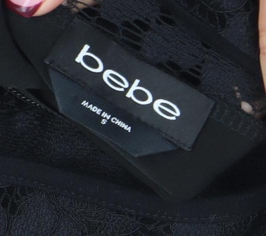 bebe Women's Black Lace Sleeveless Jumpsuit Size S Slim Fit