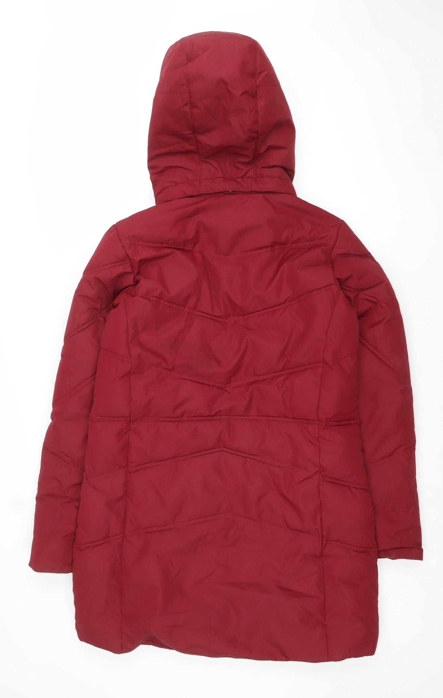 Norrsken Womens Red Long Hooded Puffer Coat Size 8