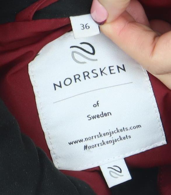 Norrsken Womens Red Long Hooded Puffer Coat Size 8