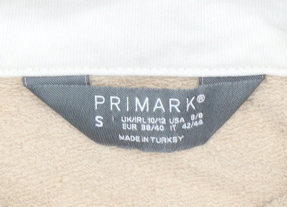 Primark Women’s Beige & White Striped Polo Long Sleeve Top Size S 10/12