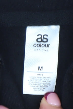 AS Colour Mens Black Full Zip Hoodie Medium Live 2023 Graphic Print