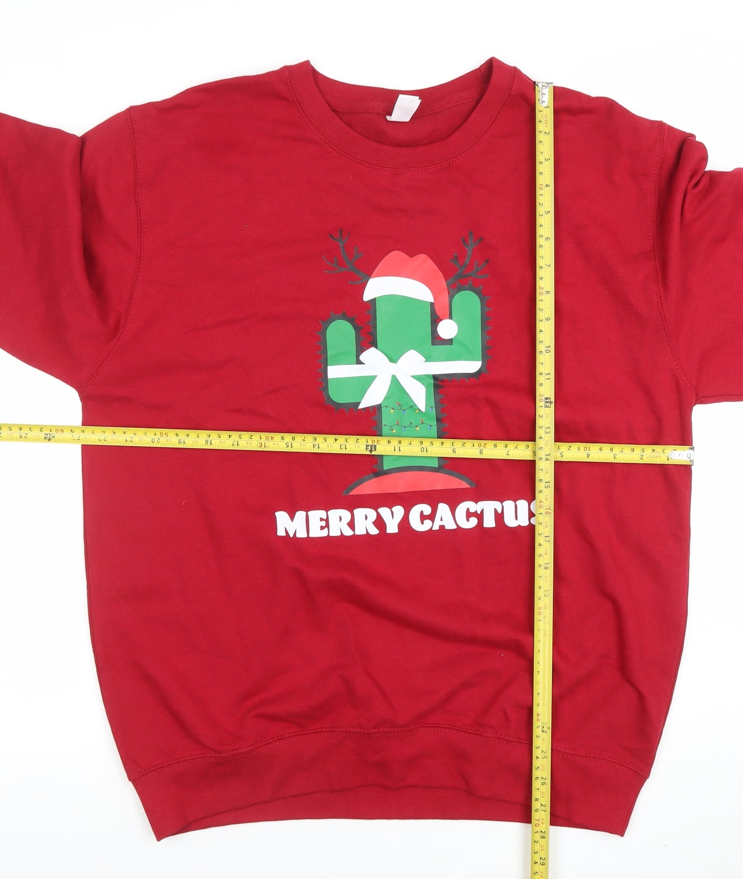JustHoods Women Red Merry Cactus Cotton Sweatshirt L