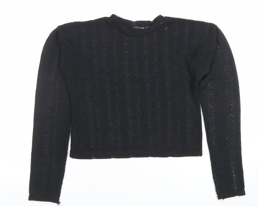 PrettyLittleThing Womens Black Size 6 Cropped Knit Long Sleeve Top