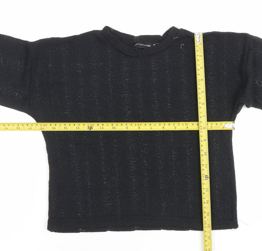 PrettyLittleThing Womens Black Size 6 Cropped Knit Long Sleeve Top
