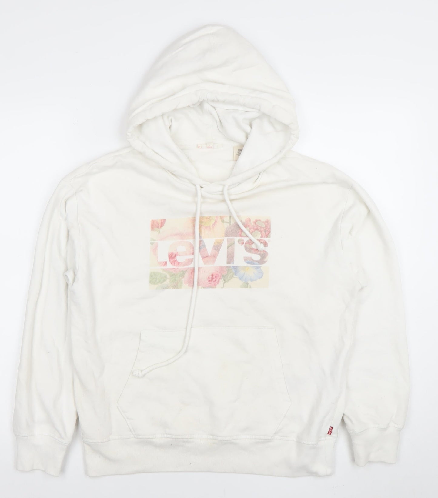 Levi’s Women White Floral Logo Pullover Hoodie Size Small