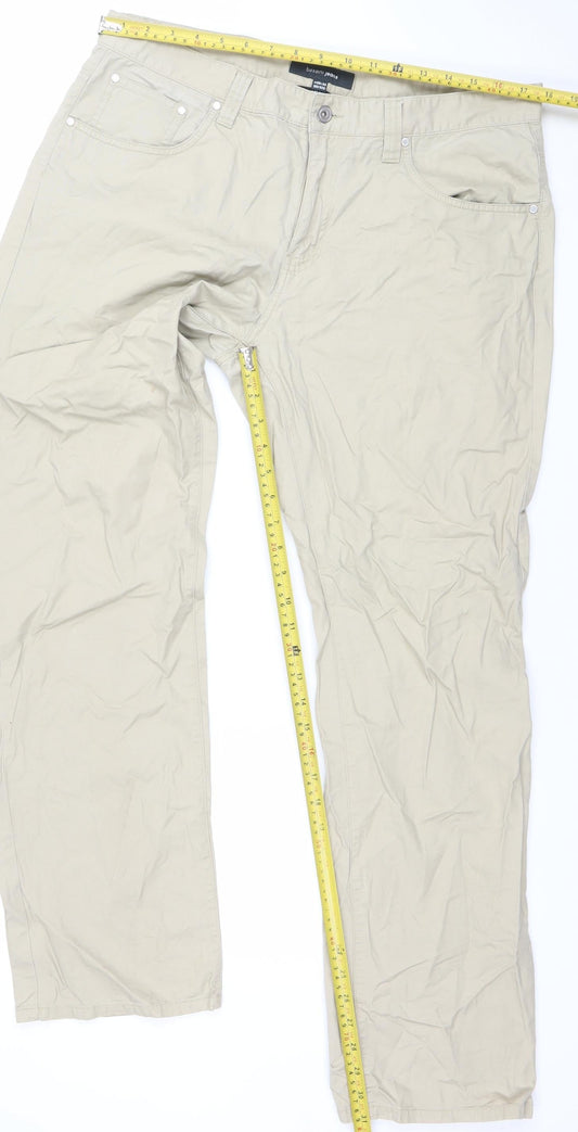 Bossini Jeans Men's Beige 36x33 Regular Fit Chino Trousers