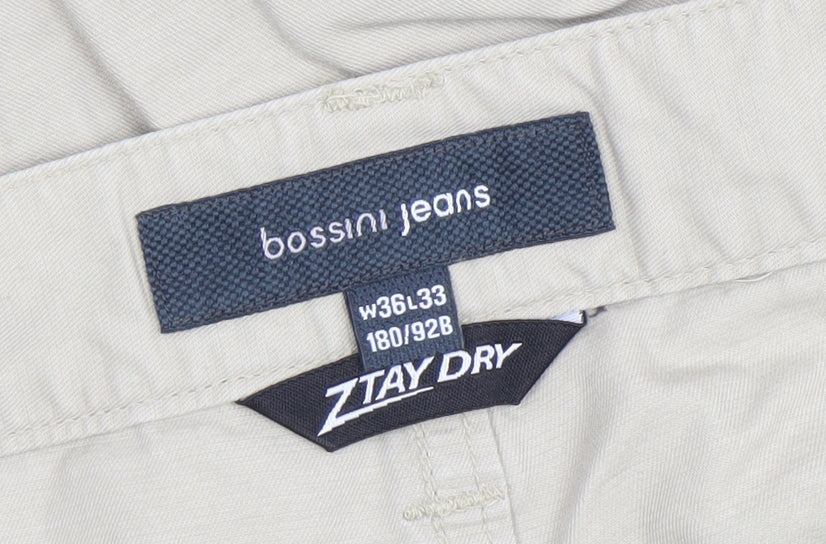 Bossini Jeans Men's Beige 36x33 Regular Fit Chino Trousers