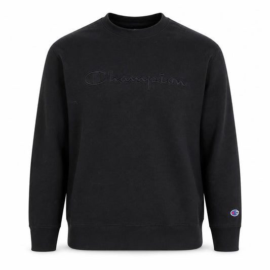 Champion Men's Black Large Crew Neck Sweatshirt Pullover Logo