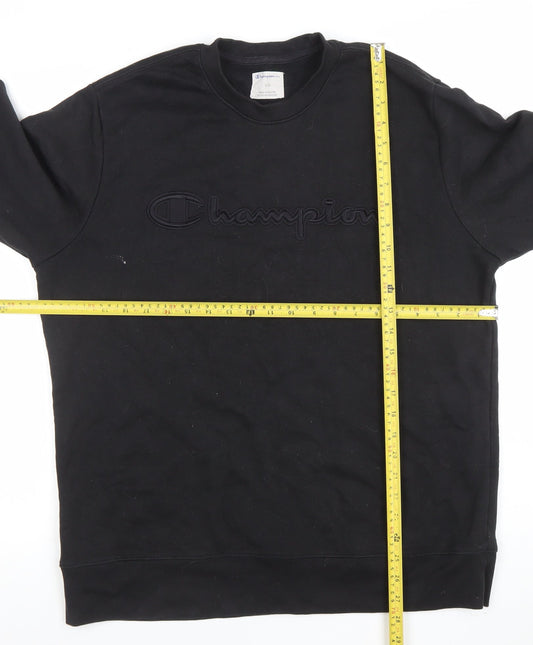 Champion Men's Black Large Crew Neck Sweatshirt Pullover Logo