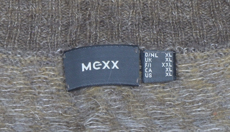 Mexx Womens Brown XL V-Neck Open Knit Cardigan Short Sleeve