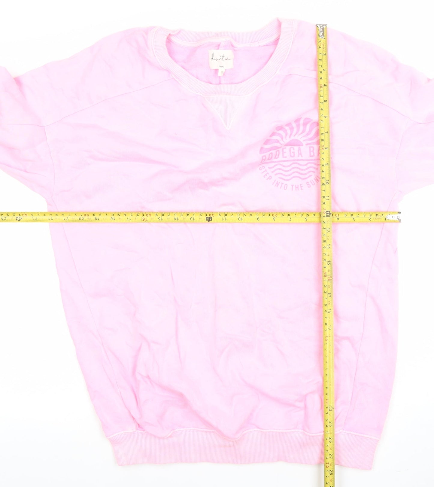 Next Women Pink Cotton Crew Neck Pullover Jumper Size S