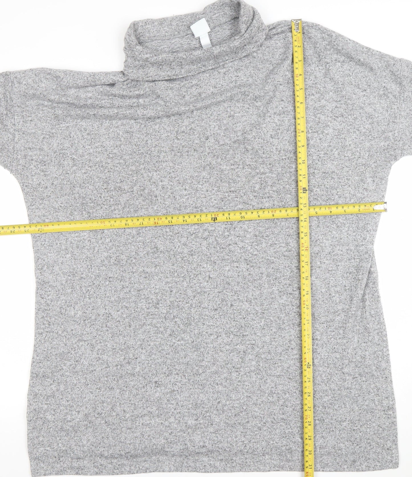 H&M Women’s Grey Roll Neck Relaxed Knit Jumper XL