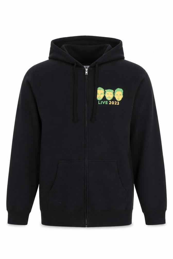 AS Colour Men's Black Full Zip Hoodie XL Graphic Live 2023 Sweatshirt