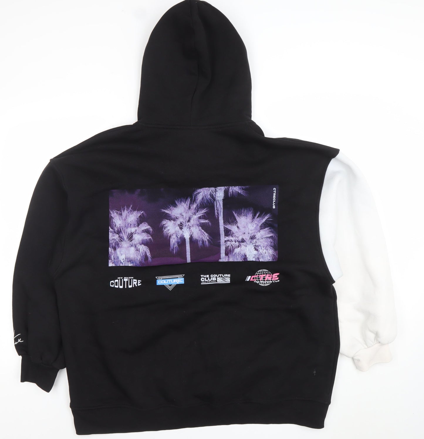 The Couture Club Women's Black & White Pullover Hoodie UK 10