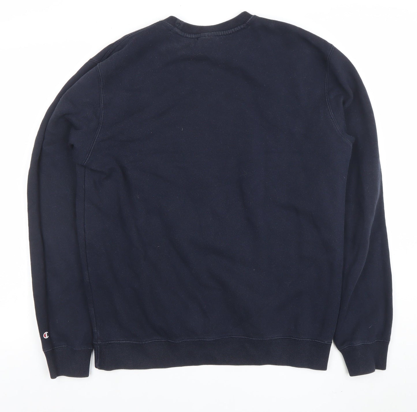 Champion Mens Blue Large Crew Neck Fleece Sweatshirt Pullover