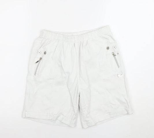 Moda Impresion Womens White XL Cargo Shorts Cotton Blend