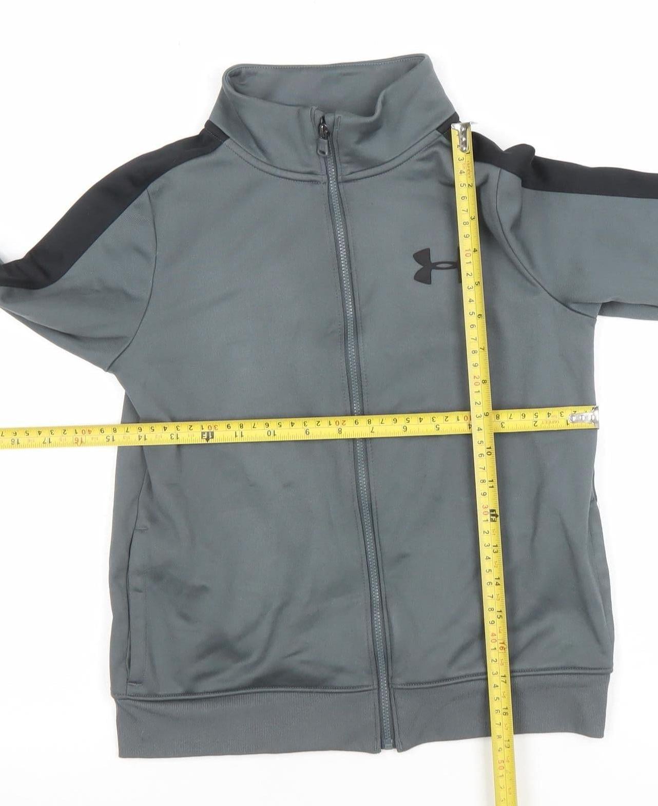 Under Armour Boys Grey Full Zip Hoodie YSM Polyester Sportswear