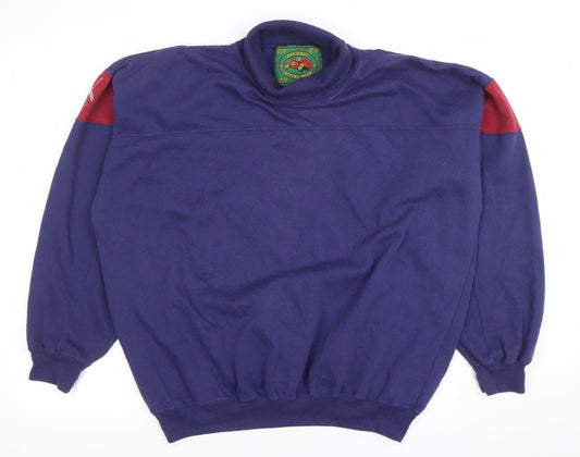 Prescott Active Wear Men's Blue Pullover Sweatshirt L Retro Racing Motif